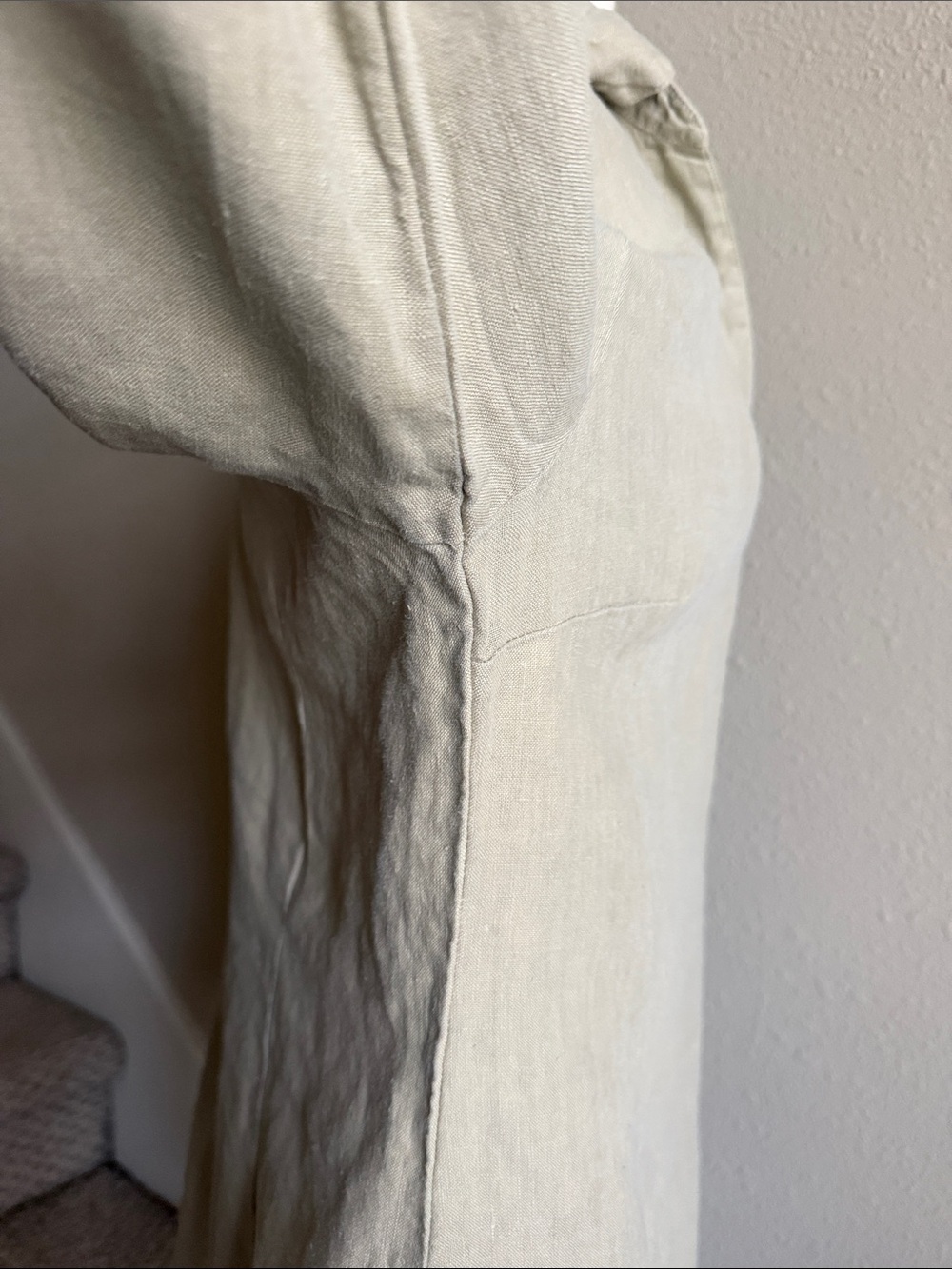 Cut Loose Sz XL Light Sage Linen v-necked Collared Top - Picture 6 of 13